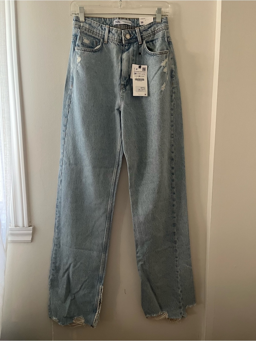 NWT Zara Super High Rise Straight Leg Full Length Rigid Jeans